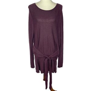 J. Jill Sweater Womens XL Red Ribbed Tunic Length Tie Front PureJill Lightweight